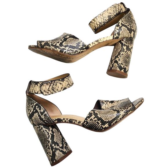 Splendid Womens Thandie Embossed Leather Ankle Strap Sandals Size 8 Snake Print - Picture 2 of 10